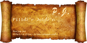 Pillár Jolán névjegykártya